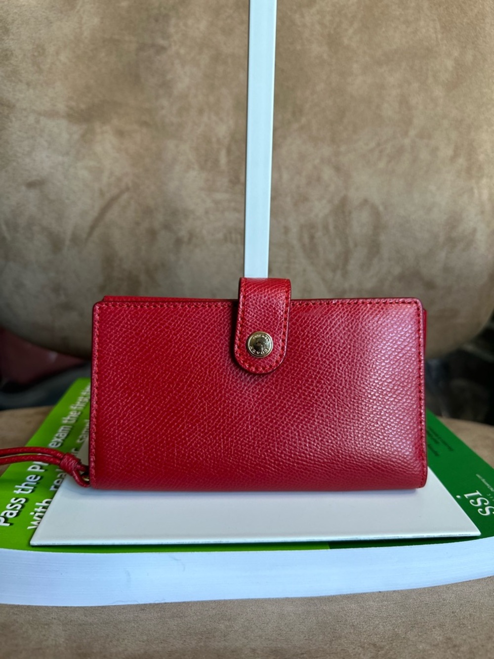 Coach Phone Clutch Red Leather F53977 Very Good Condition